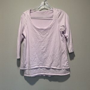 PureJill Elliptical Layered Top Small Light Purple Scoop Neck Oversized Relaxed